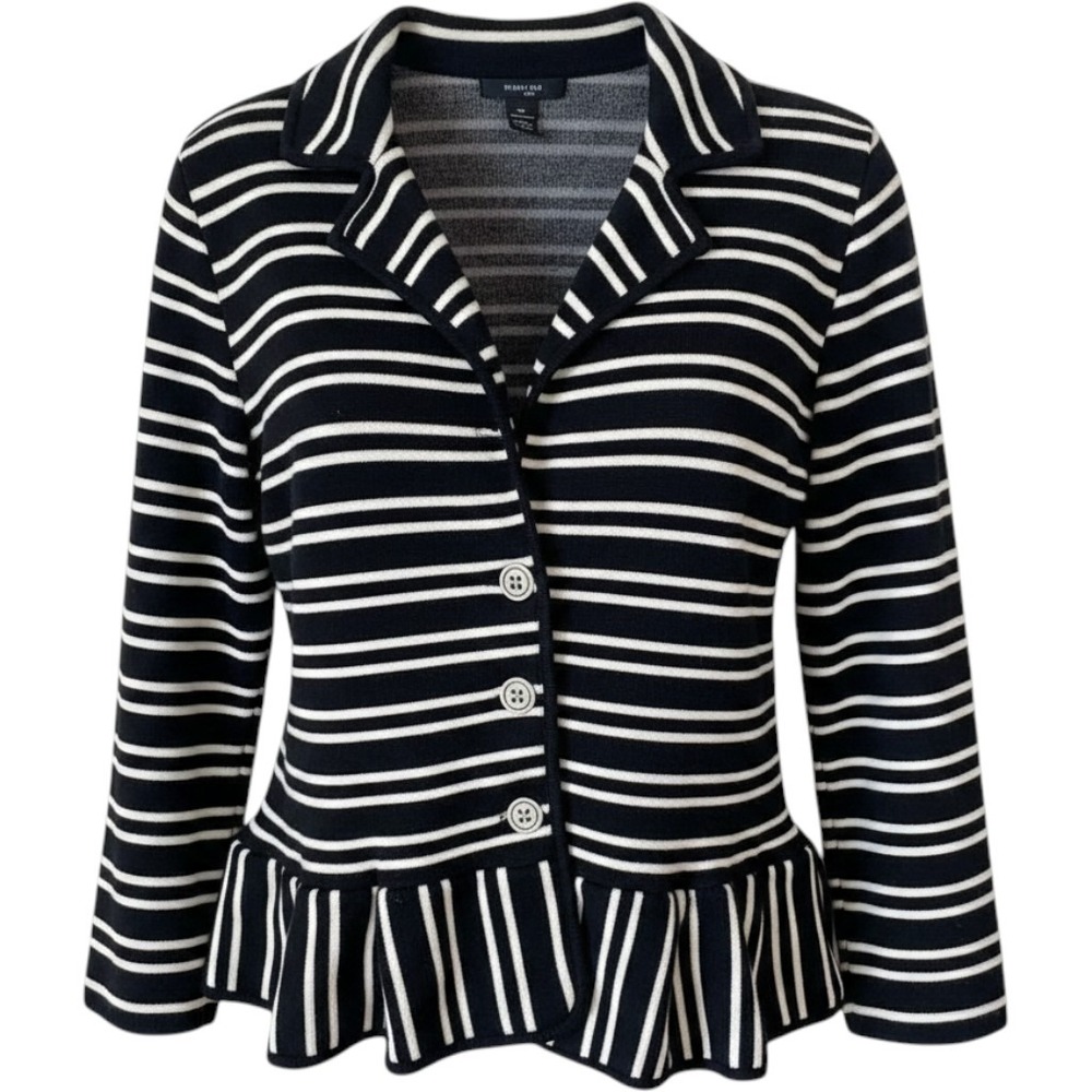 PLUS 1X STYLE & CO black white cropped knit jacket office ruffle blazer